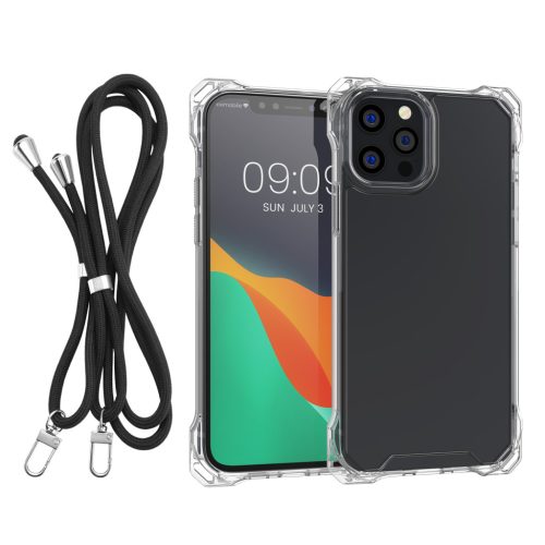 Etui Kwmobile z odpinanym paskiem na Apple iPhone 12/iPhone 12 Pro, przezroczyste/czarne, poliwęglan, 61619.01
