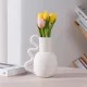 Vaza pitcher sculpturala Navaris, 15.5x11x19 cm, cu maner, dolomit, alb, plastic