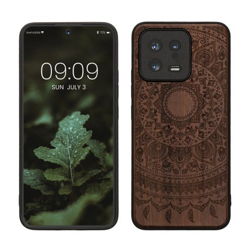 Etui Kwmobile do Xiaomi 13 5G, brązowe, drewno/silikon, 60695.02
