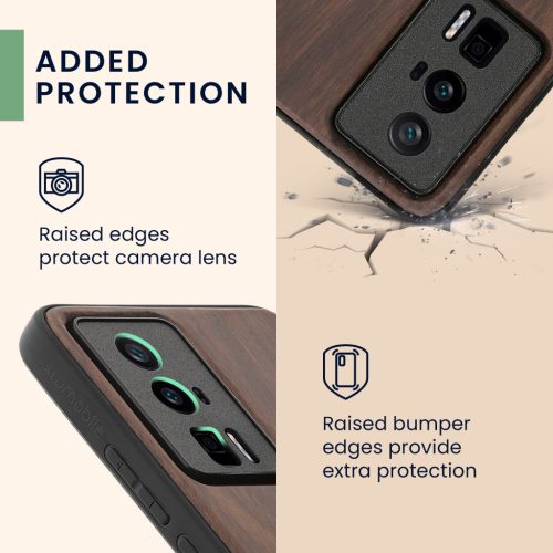 Etui Kwmobile do Poco F5 Pro, brązowe, drewno/silikon, 61662.01