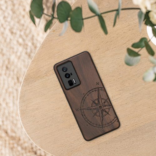 Etui Kwmobile do Poco F5 Pro, brązowe, drewno/silikon, 61662.01