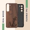 Etui Kwmobile do Samsung Galaxy S23 Plus, brązowe, drewno/silikon, 61686.04