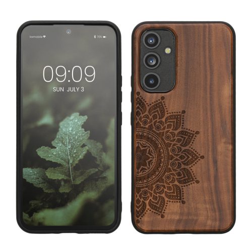 Etui Kwmobile do Samsung Galaxy A54 5G, brązowe, drewno/silikon, 60799.03