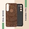 Etui Kwmobile do Samsung Galaxy S23 Plus, brązowe, drewno/silikon, 61686.03