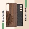 Etui Kwmobile do Samsung Galaxy S23 Plus, brązowe, drewno/silikon, 61686.01