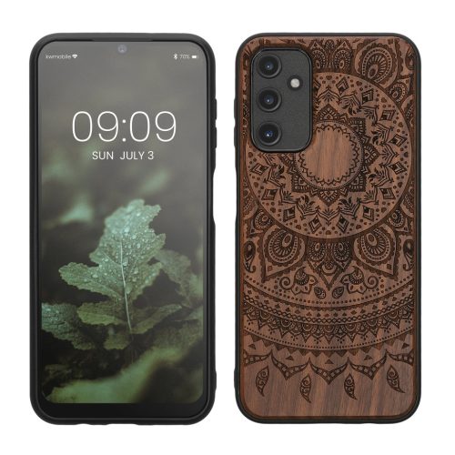Etui Kwmobile do Samsung Galaxy A14 5G, brązowe, drewno/silikon, 60817.03