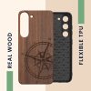 Etui Kwmobile do Samsung Galaxy S23, brązowe, drewno/silikon, 61685.02