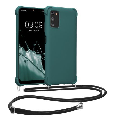 Etui Kwmobile ze smyczą do Samsung Galaxy A03s, zielone, silikonowe, 58562.78