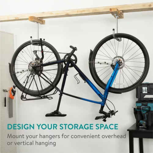 Set 2 carlige depozitare Navaris, 42x29.5 cm, tavan/perete, pentru sarcini mari, negru, otel