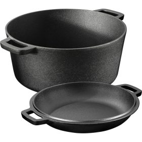   Garnek żeliwny Navaris Dutch Oven z pokrywką, do kuchenek/piekarników, 4,7 l, 32 cm, 61695.02