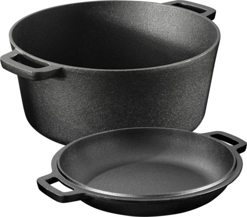 Garnek żeliwny Navaris Dutch Oven z pokrywką, do kuchenek/piekarników, 4,7 l, 32 cm, 61695.02