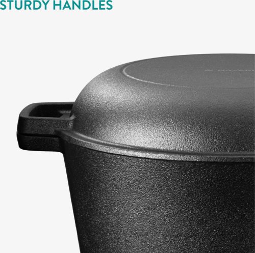 Garnek żeliwny Navaris Dutch Oven z pokrywką, do kuchenek/piekarników, 4,7 l, 32 cm, 61695.02