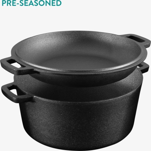 Garnek żeliwny Navaris Dutch Oven z pokrywką, do kuchenek/piekarników, 4,7 l, 32 cm, 61695.02