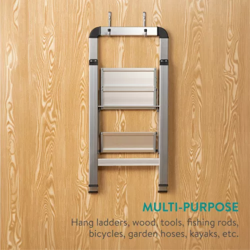 Set 6 carlige depozitare Navaris, 21.5x15.5 cm, tavan/perete, garaj, negru, otel