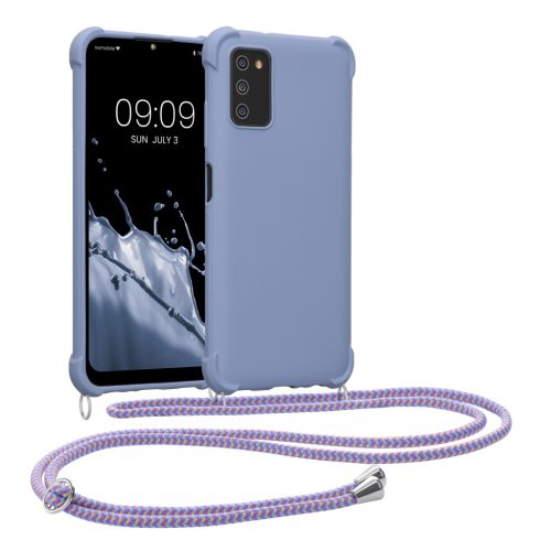 Etui Kwmobile ze smyczą do Samsung Galaxy A03s, niebieskie, silikonowe, 58562.108