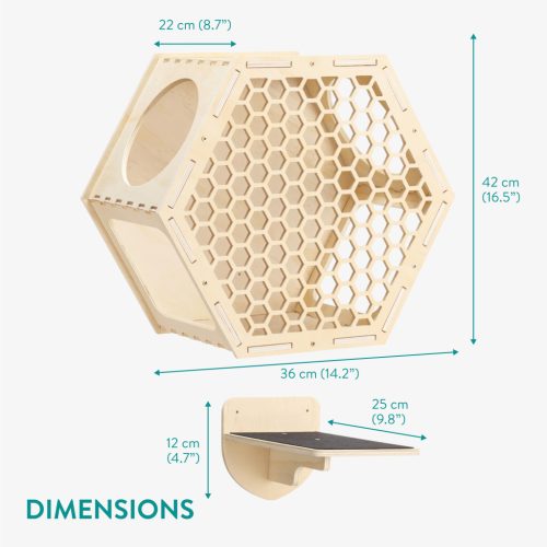Cusca cu 3 rafturi Navaris pe perete, pentru pisici, 42x36x22 cm, 61700.01