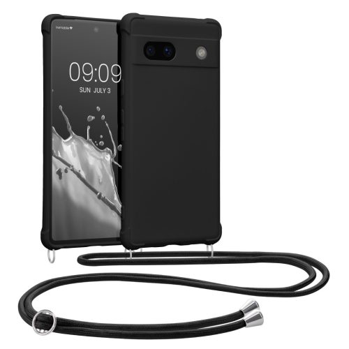 Etui Kwmobile ze smyczą do Google Pixel 7a, czarne, silikonowe, 61600.01