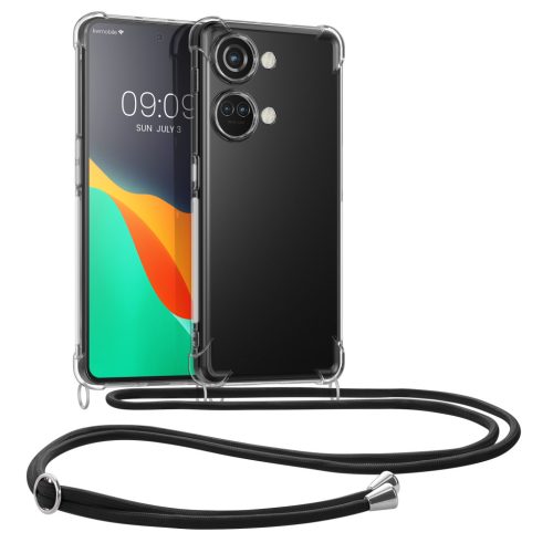 Etui Kwmobile ze smyczą do OnePlus Nord 3 5G, przezroczyste/czarne, silikonowe, 61768.01