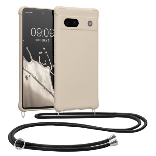 Etui Kwmobile ze smyczą do Google Pixel 7a, kremowe, silikonowe, 61600.16