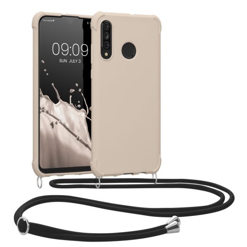 Etui Kwmobile ze smyczą do Huawei P30 Lite, kremowe, silikonowe, 52079.16
