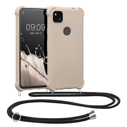 Etui Kwmobile ze smyczą do Google Pixel 4a, kremowe, silikonowe, 53842.16