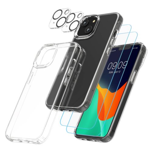 Zestaw etui i 2 folii ochronnych na przód/aparat do Apple iPhone 14, przezroczysty, plastik/szkło hartowane, 61824.03