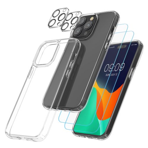Zestaw etui i 2 folii ochronnych na przód/aparat do Apple iPhone 14 Pro Max, przezroczysty, plastik/szkło hartowane, 61826.03