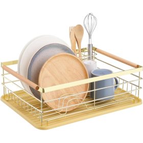   Ociekacz do naczyń Navaris, z tacką ociekową, z półką na talerze, szklanki i sztućce, brązowy, 52545.04