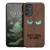 Etui Kwmobile do Samsung Galaxy A14 5G, brązowe, drewno/silikon, 60817.08