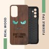 Etui Kwmobile do Samsung Galaxy A14 5G, brązowe, drewno/silikon, 60817.08