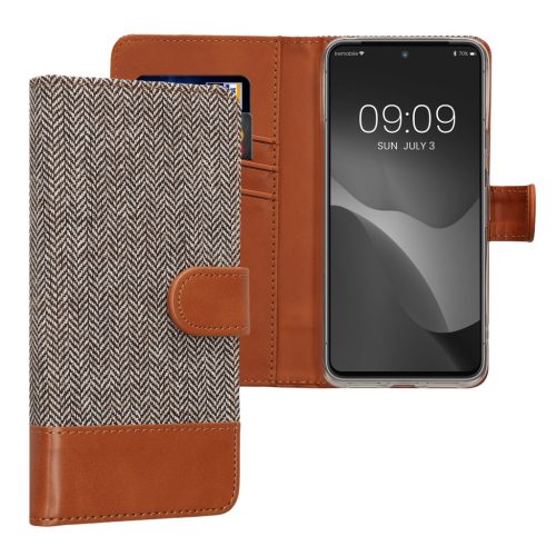 Etui Kwmobile do Google Pixel 8, jasnoszare/brązowe, materiał tekstylny/silikon, 61887.01