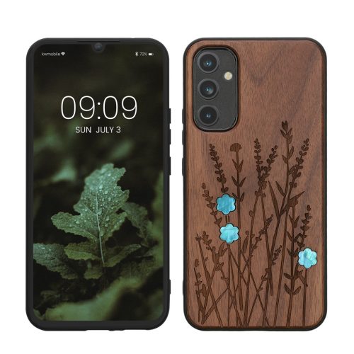 Etui Kwmobile do Samsung Galaxy A34 5G, brązowe, drewno/silikon, 60813.09