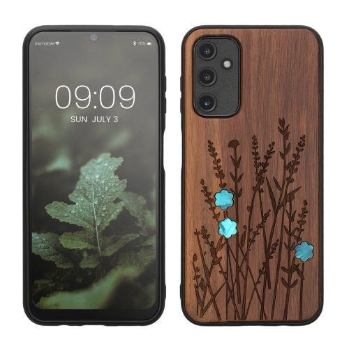 Etui Kwmobile do Samsung Galaxy A14 5G, brązowe, drewno/silikon, 60817.09