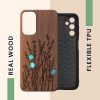 Etui Kwmobile do Samsung Galaxy A14 5G, brązowe, drewno/silikon, 60817.09