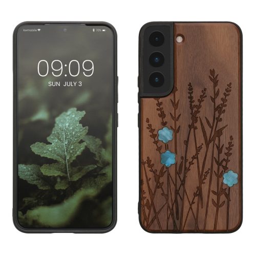 Etui Kwmobile do Samsung Galaxy S22, brązowe, drewno/silikon, 58306.09