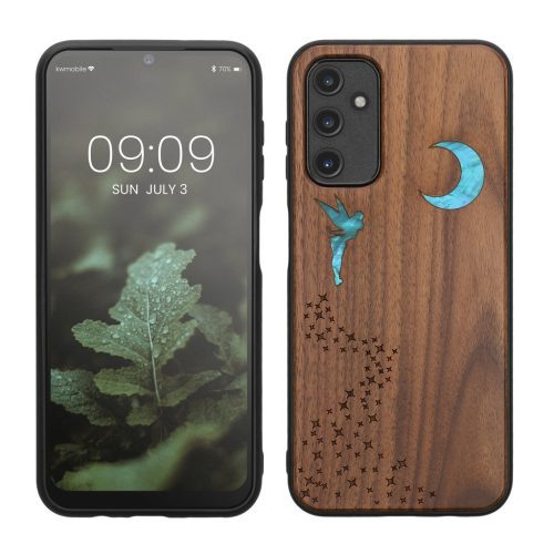 Etui Kwmobile do Samsung Galaxy A14 5G, Brązowe/Wielokolorowe, Drewno/Silikon, 60817.07