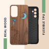 Etui Kwmobile do Samsung Galaxy A14 5G, Brązowe/Wielokolorowe, Drewno/Silikon, 60817.07