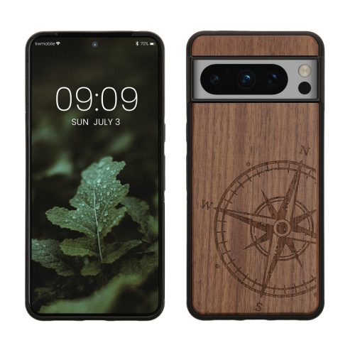 Etui Kwmobile do Google Pixel 8 Pro, brązowe, drewno/silikon, 61876.02