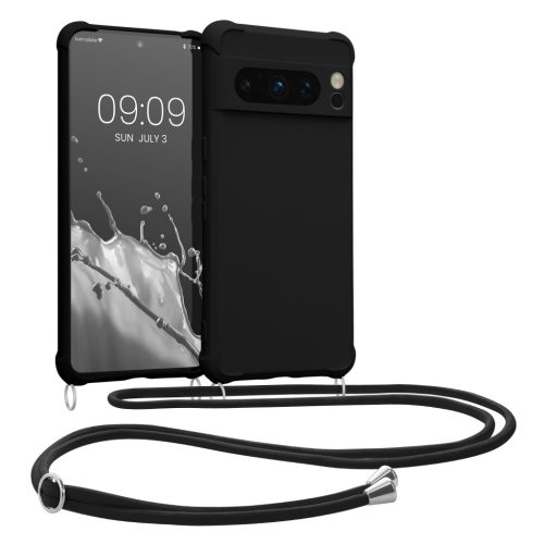 Etui Kwmobile ze smyczą do Google Pixel 8 Pro, czarne, silikonowe, 61868.01