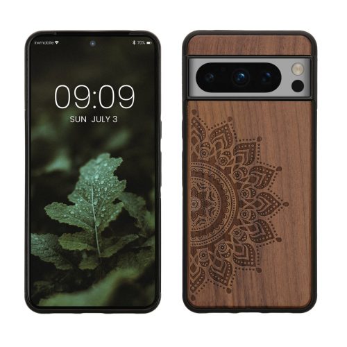 Etui Kwmobile do Google Pixel 8 Pro, brązowe, drewno/silikon, 61876.01