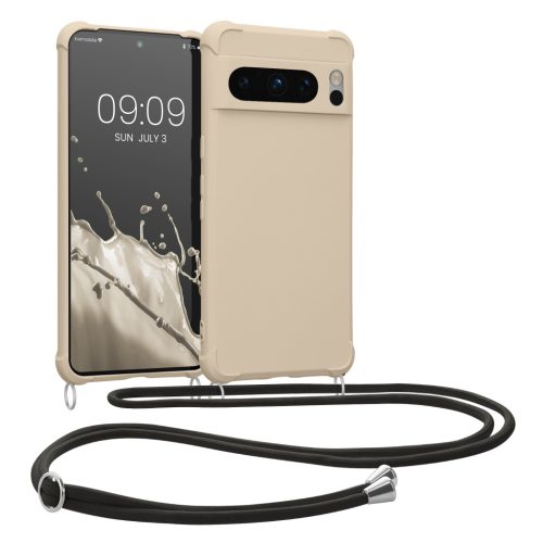 Etui Kwmobile ze smyczą do Google Pixel 8 Pro, kremowe, silikonowe, 61868.16