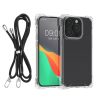 Etui Kwmobile z odpinanym sznurkiem do Apple iPhone 15 Pro Max, przezroczyste/czarne, poliwęglan, 62040.01