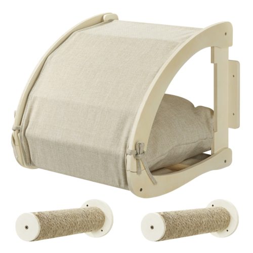 Culcus pisici Navaris pe perete, cu perna detasabila si 2 trepte, 43x39x40 cm, 61950.11