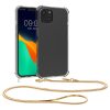 Etui Kwmobile ze smyczą do Apple iPhone 15, przezroczyste/złote, silikonowe, 62029.21