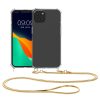 Etui Kwmobile ze smyczą do Apple iPhone 15, przezroczyste/złote, silikonowe, 62029.21