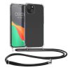 Etui Kwmobile ze smyczą do Apple iPhone 15 Plus, przezroczyste/czarne, silikonowe, 62034.01