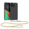 Etui Kwmobile ze smyczą do Apple iPhone 15 Pro Max, przezroczyste/złote, silikonowe, 62032.21