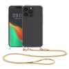 Etui Kwmobile ze smyczą do Apple iPhone 15 Pro Max, przezroczyste/złote, silikonowe, 62032.21