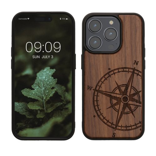Etui Kwmobile do Apple iPhone 15 Pro, brązowe, drewno/silikon, 62013.01
