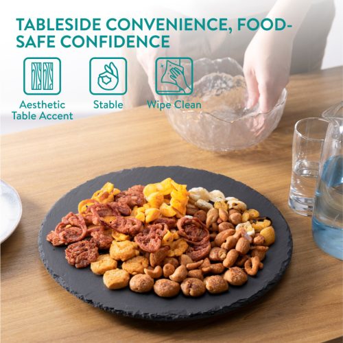 Platou rotativ din ardezie Navaris, 33 cm, rotire lina, NAV000015BI002C